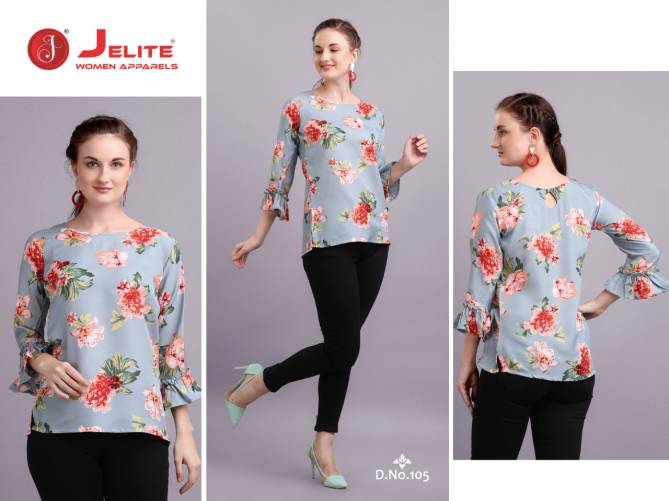 Jelite Tulip 1 Stylish Western Regular Wear Polyester crepe Ladies Top Collection